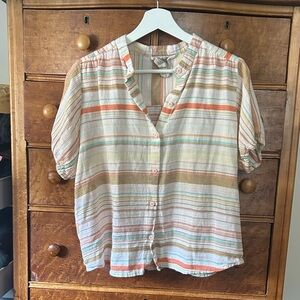 Ace and Jig Striped Button Up Top Short Sleeve Small